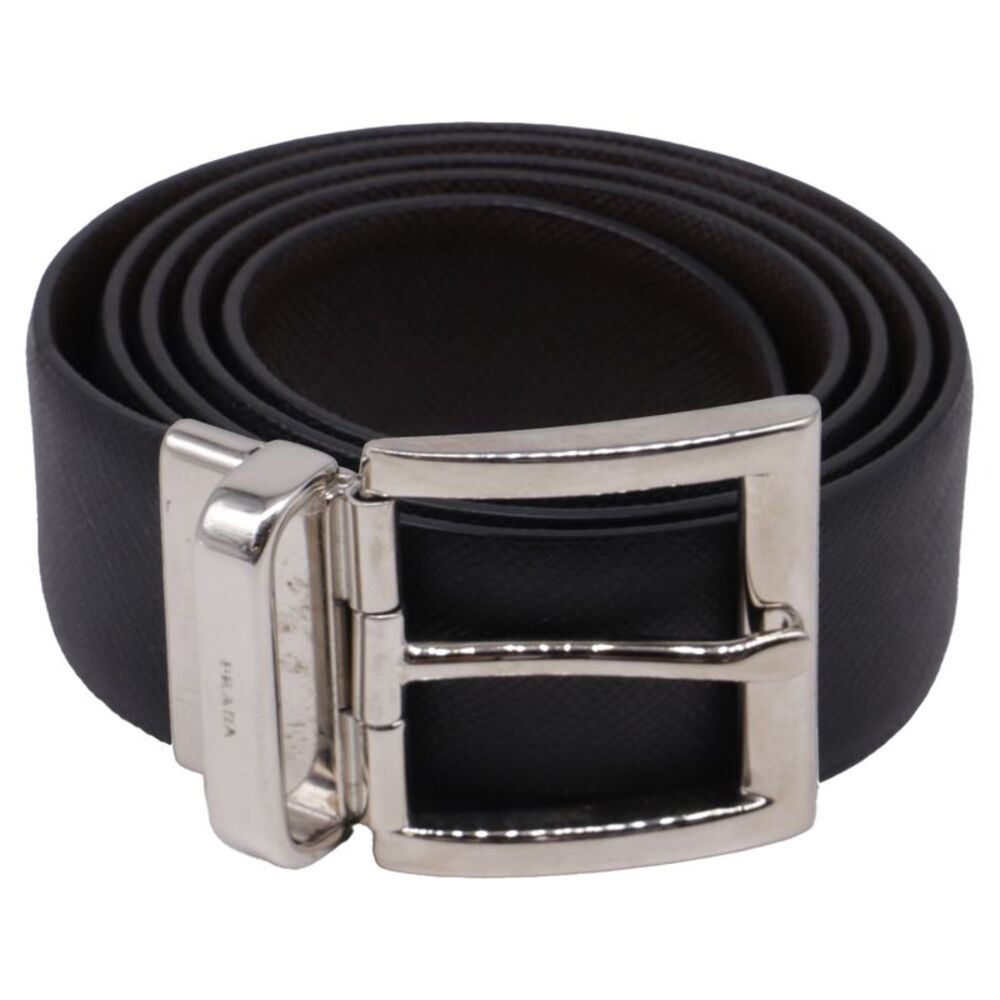 Prada Reversible Belt in Black Saffiano Leather